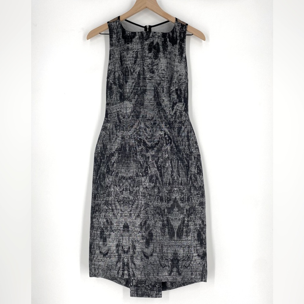 6267 Metallic Black Gray Midi Sleeveless Dress